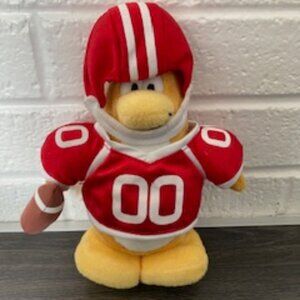 Disney Club Penguin - Red Football Penguin Plush 8" Jakks Retired No Coin